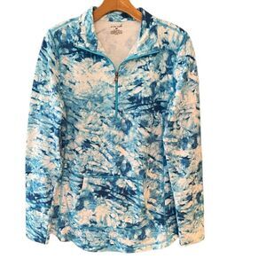 Exertek M Blue Tie-Dye Watercolor Long Sleeve Weekend Casual Athleisure Jacket